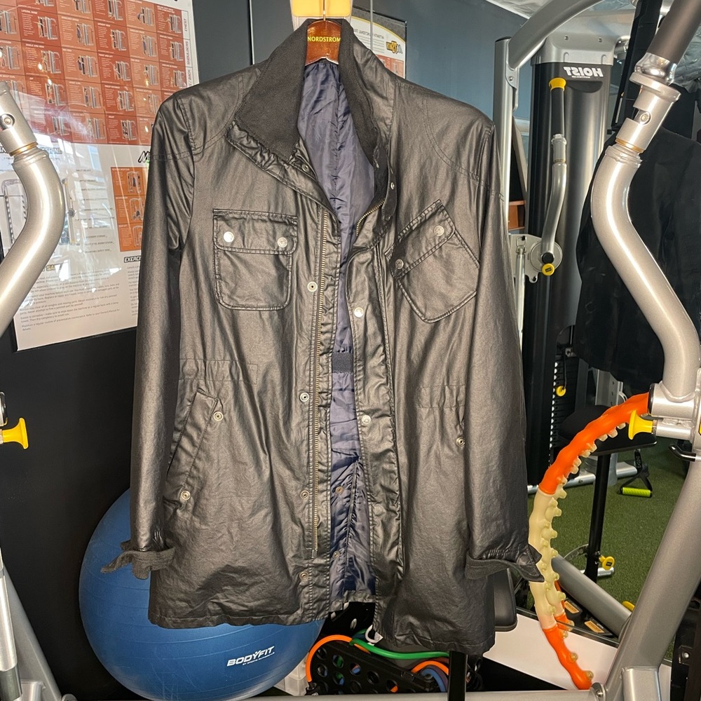 J Lindeberg waxed rain/trench style coat